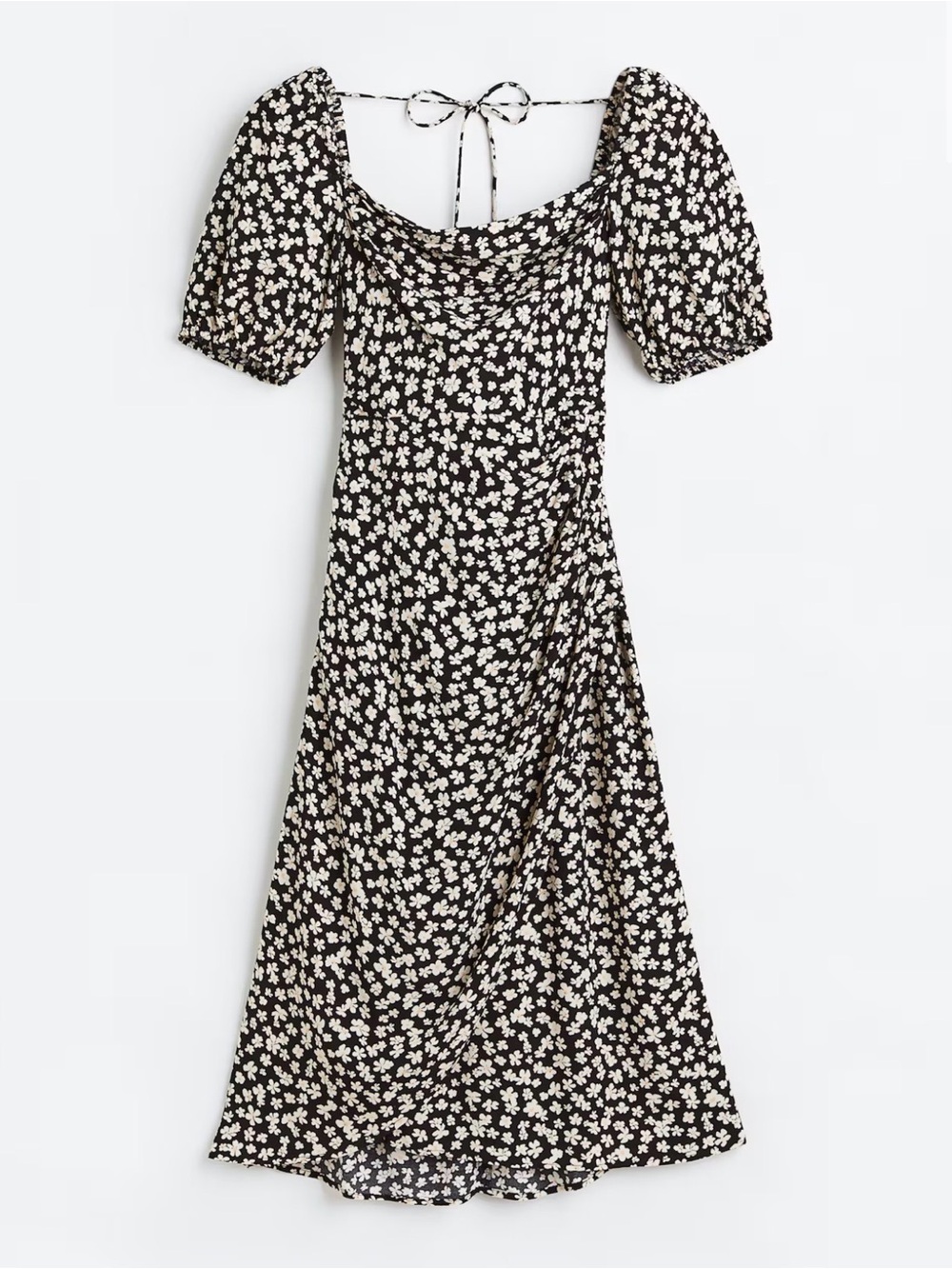 H&M Black and White Floral Viscose Dress